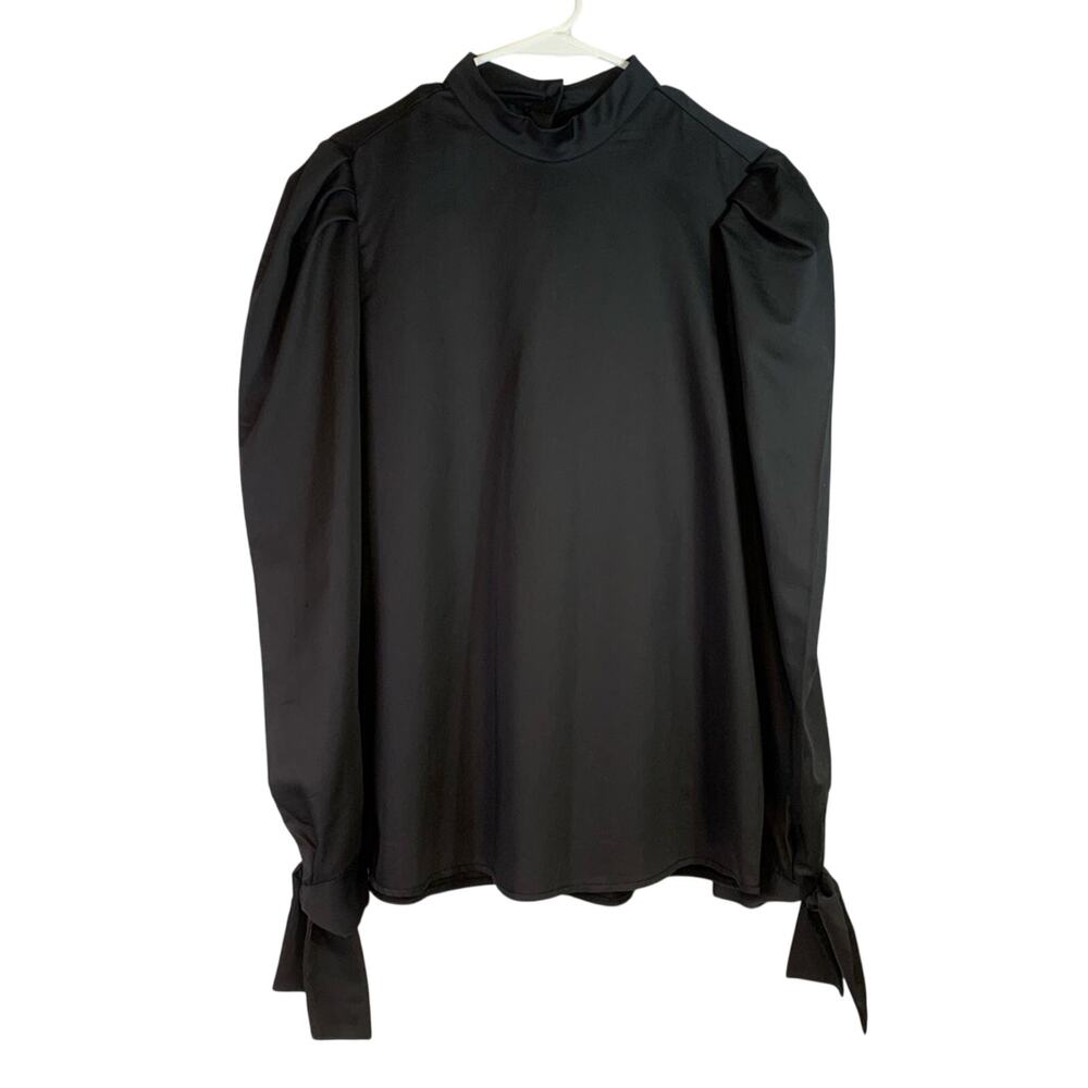Style Mafia Black Top with Tie Sleeves Size Large X0464